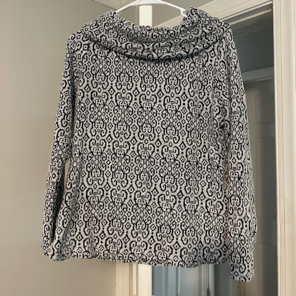 Croft & Barrow Black and White Cowl Neck Sweater
